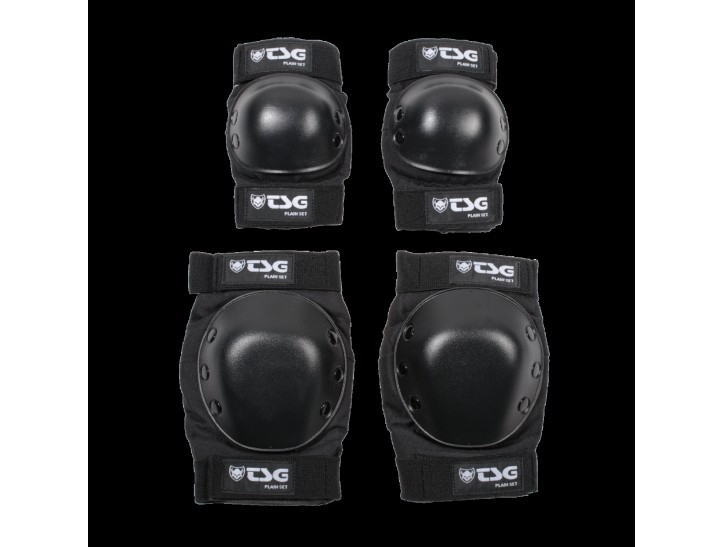 TSG Plain Set Black M - Protecciones Surfskate