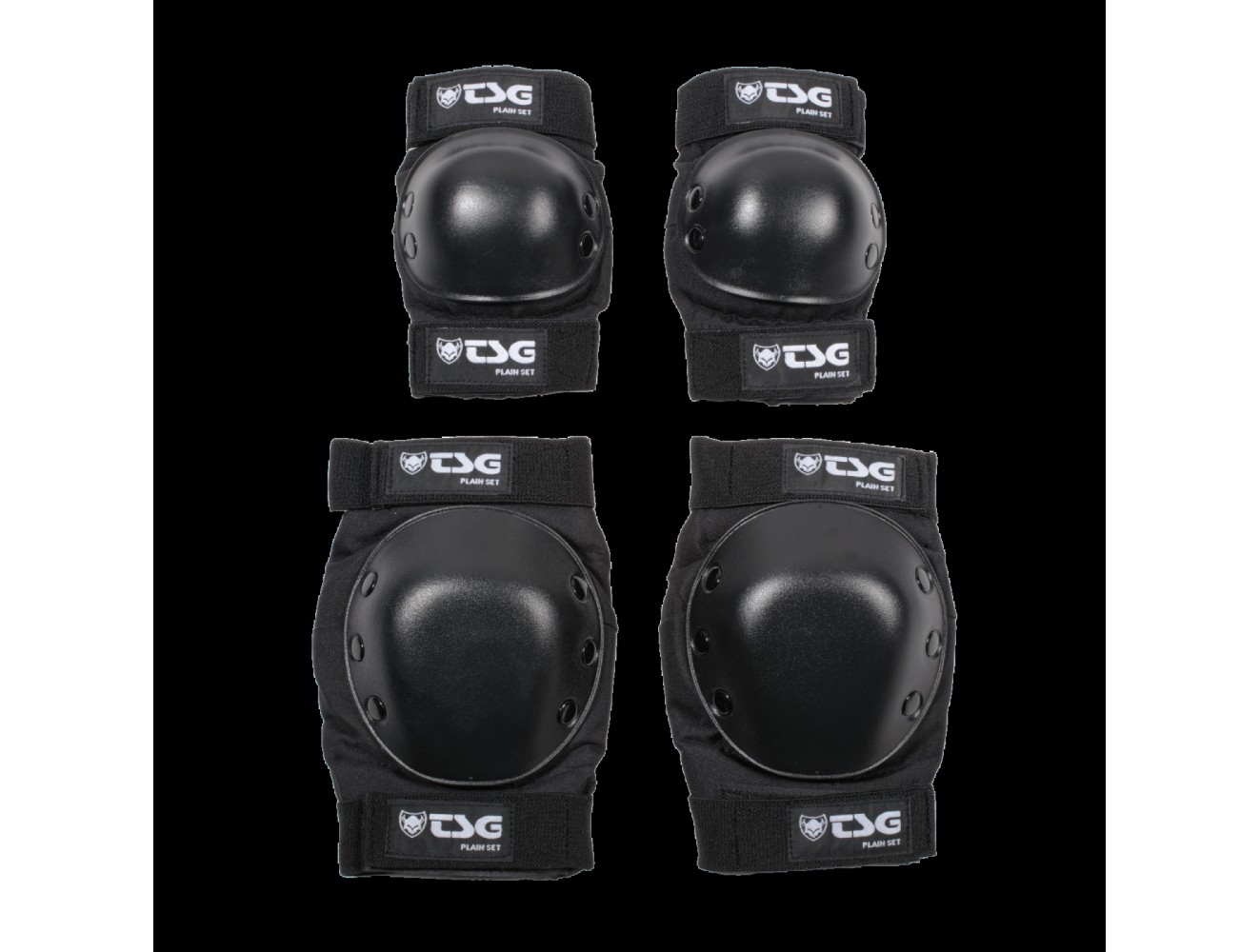 TSG Plain Set Black L - Protecciones Surfskate